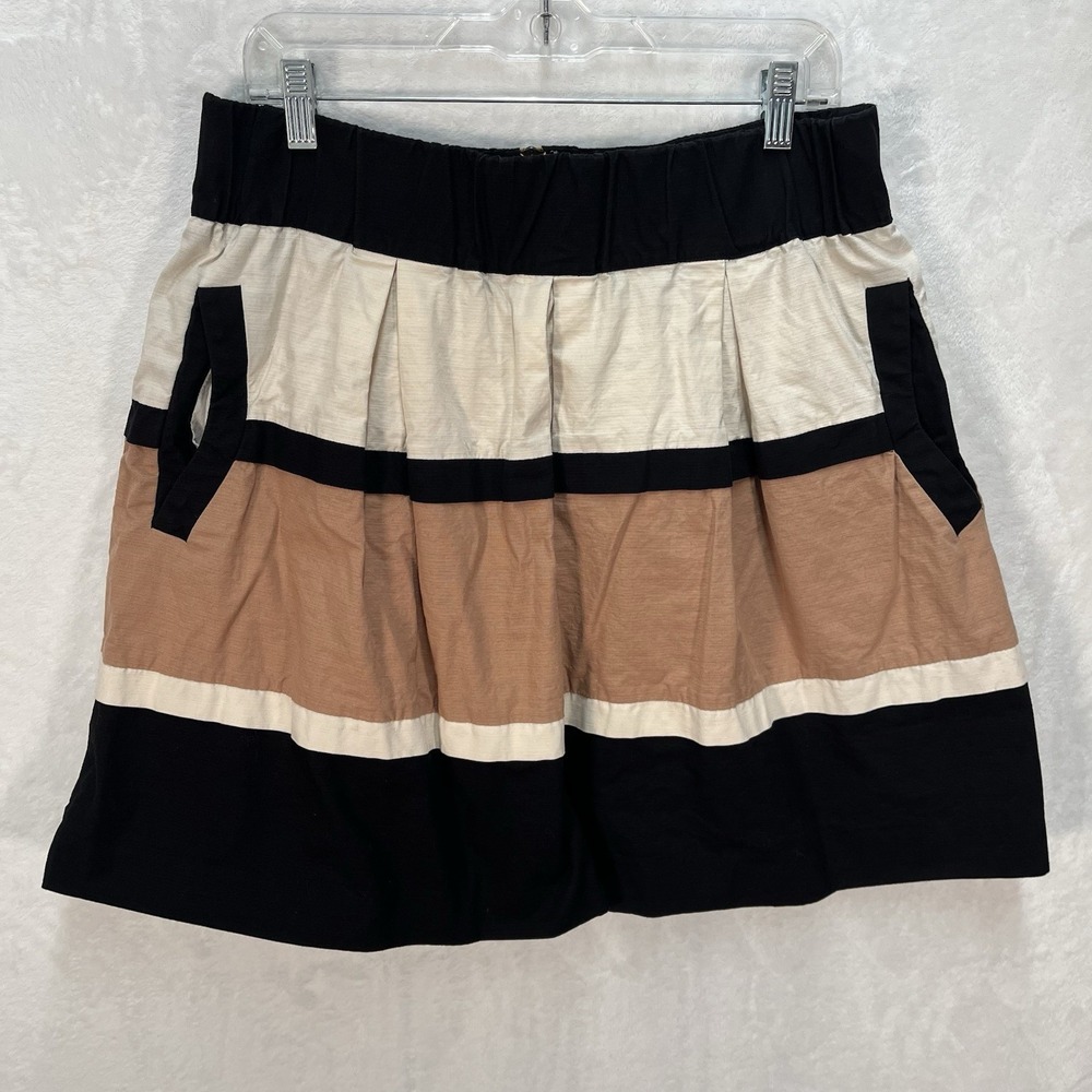 Anthropologie HD in Paris Veldt Mini Skirt Womens Large Colorblock Neutral